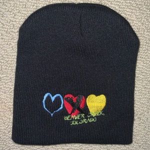 8" Beaver Creek Colorado Black Embroidered Beanie